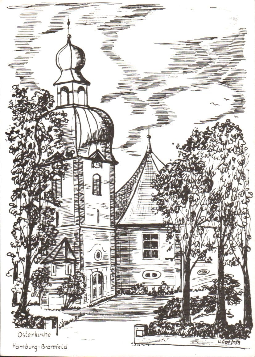 Zeichnung der Osterkirche in Hamburg-Bramfeld